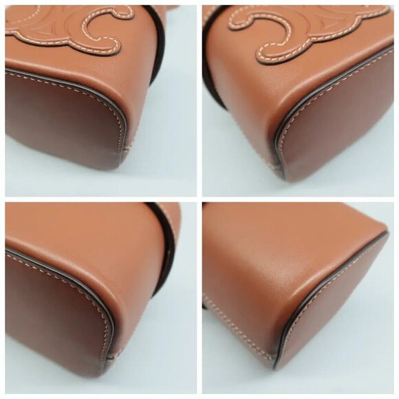 100% Authentic Celine Triomphe Mini Brown Leather Shoulder Bag 2192-07724 - Picture 6 of 12